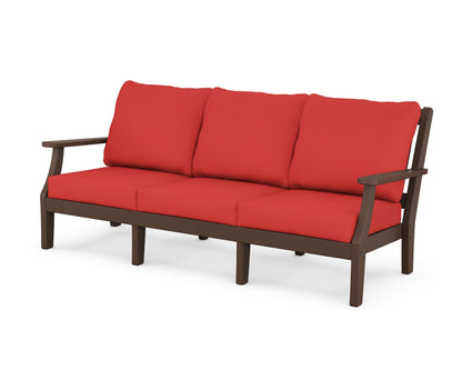 Martha Stewart by POLYWOOD® Chinoiserie Deep Seating Sofa in Mahogany / Crimson Linen