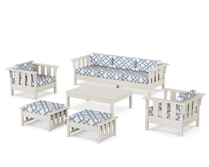 Martha Stewart by POLYWOOD® Acadia 6-Piece Lounge Sofa Set in Sand / Trellis Sky Blue