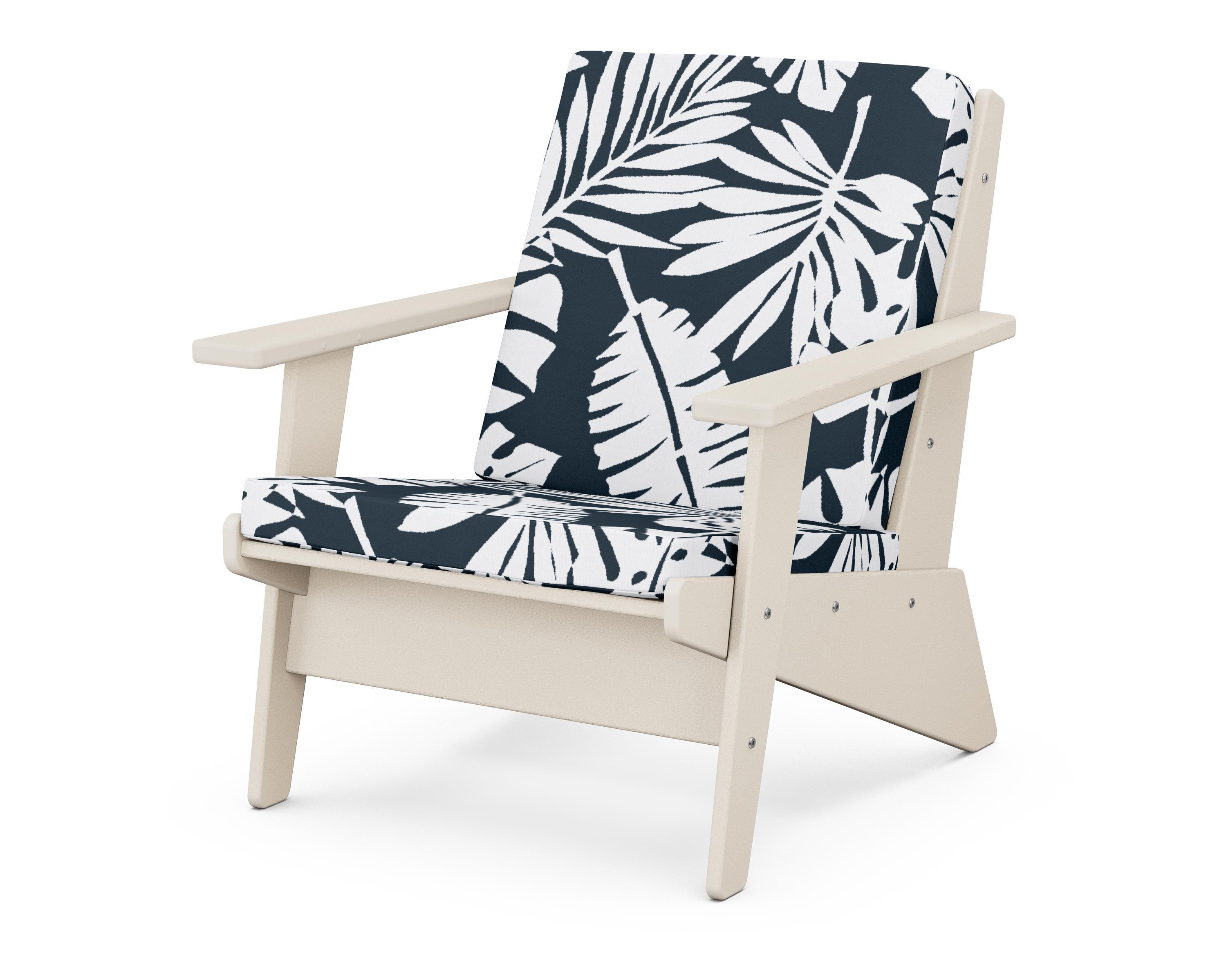 POLYWOOD® Riviera Modern Lounge Chair in Sand / Leaf Marine Indigo