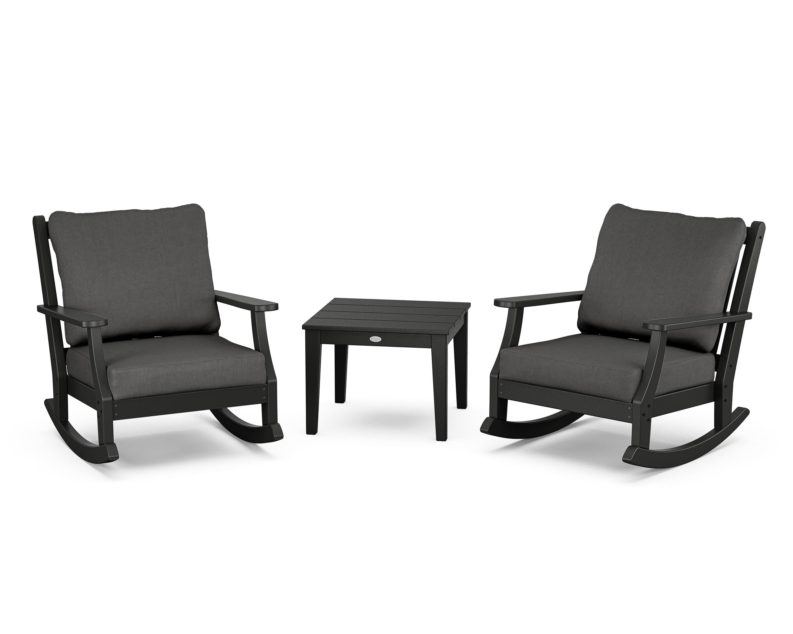 Country Living Wovendale 3-Piece Deep Seating Rocker Set in Black / Spectrum Carbon