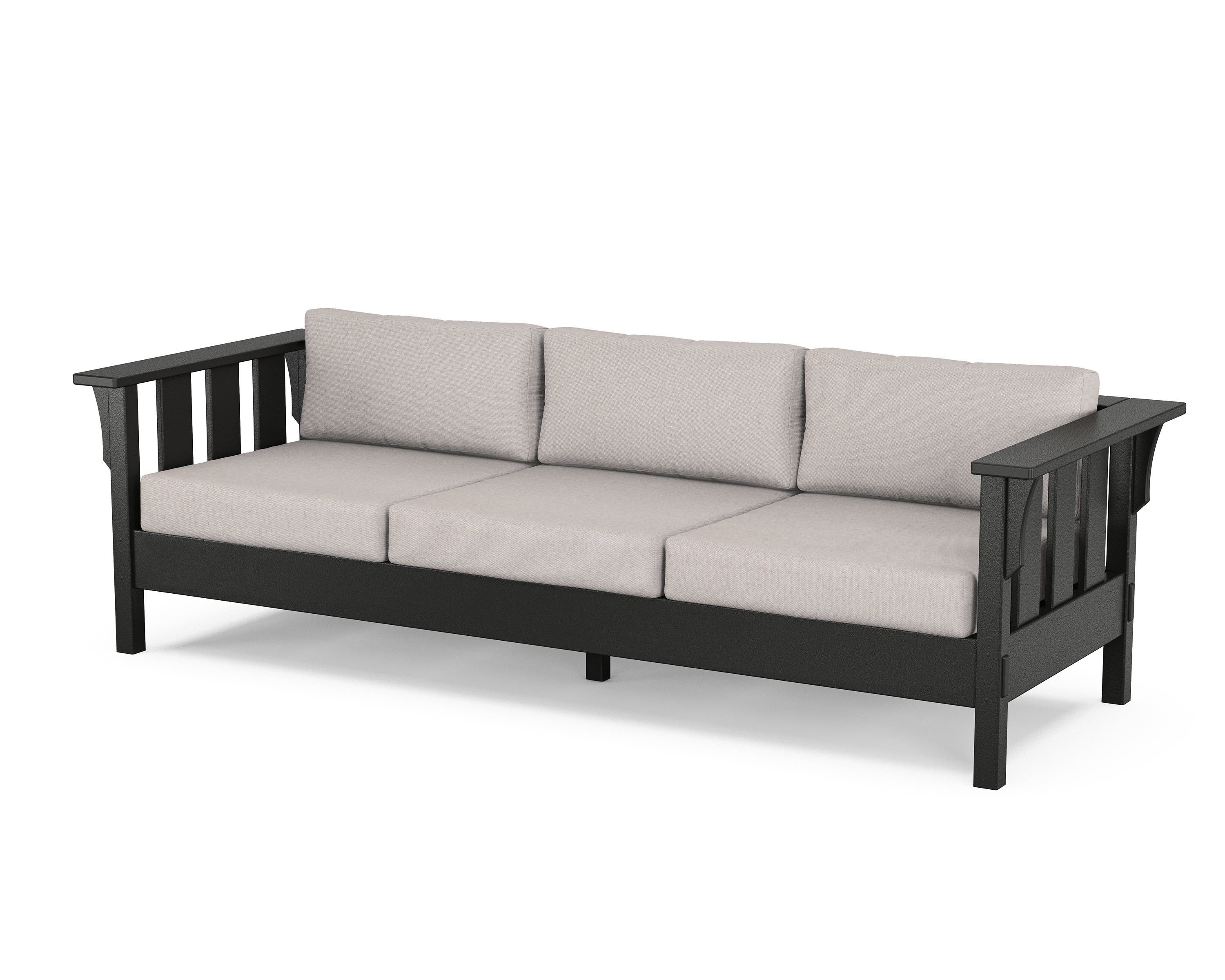 Martha Stewart by POLYWOOD® Acadia Deep Seating Sofa in Black / Dune Burlap