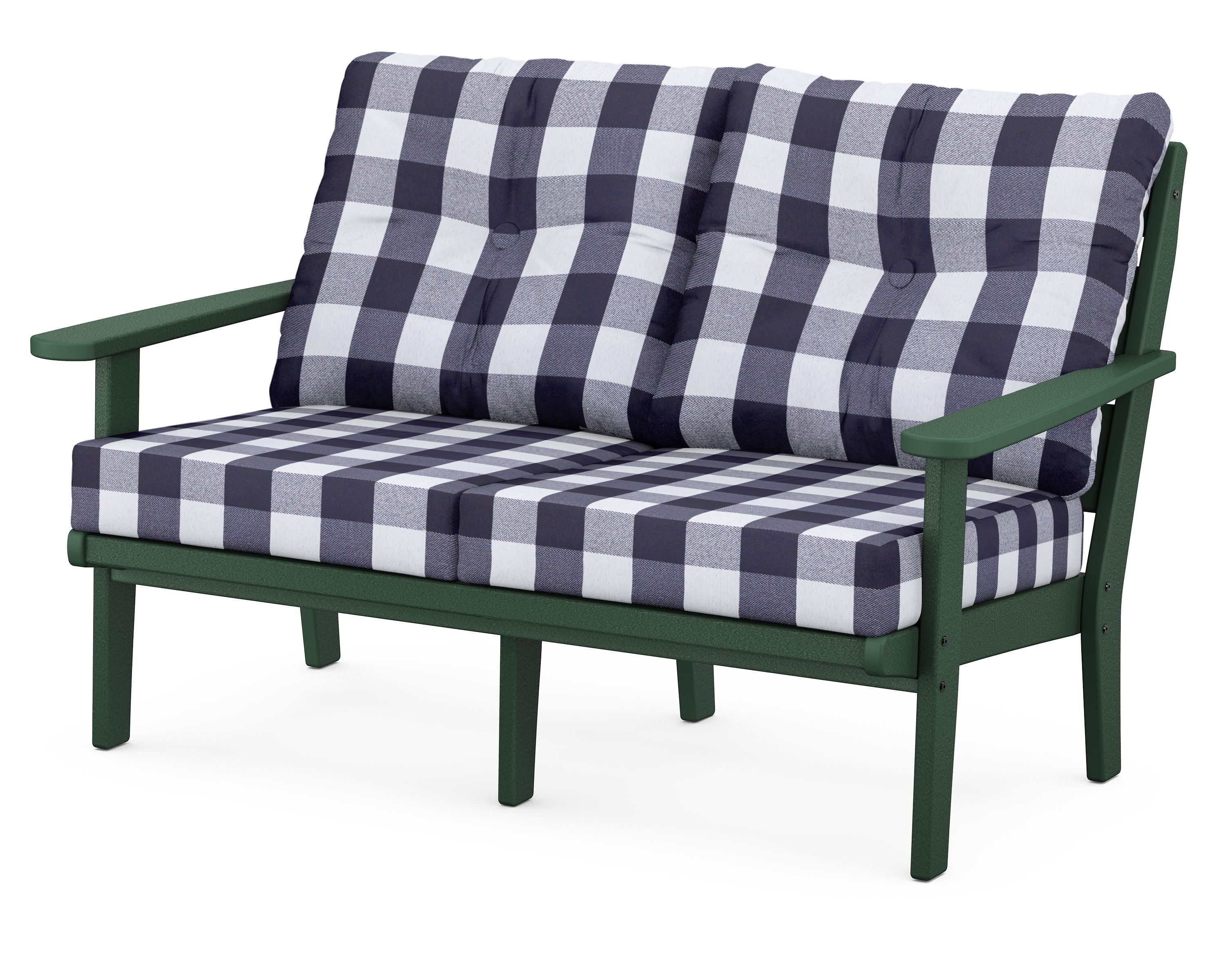 POLYWOOD® Lakeside Deep Seating Loveseat in Green / Buffalo Plaid Navy