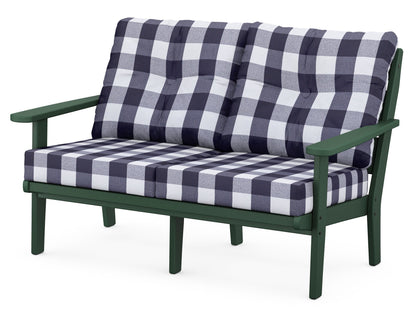POLYWOOD® Lakeside Deep Seating Loveseat in Green / Buffalo Plaid Navy