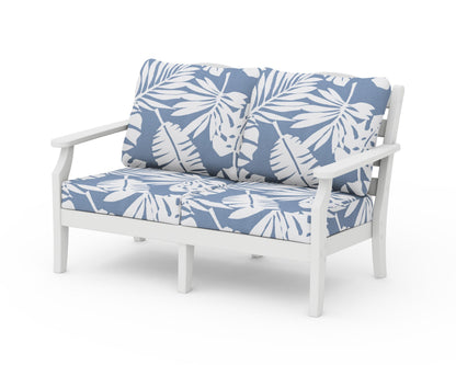 Draper James™ by  POLYWOOD® Savannah Deep Seating Loveseat in White / Leaf Sky Blue