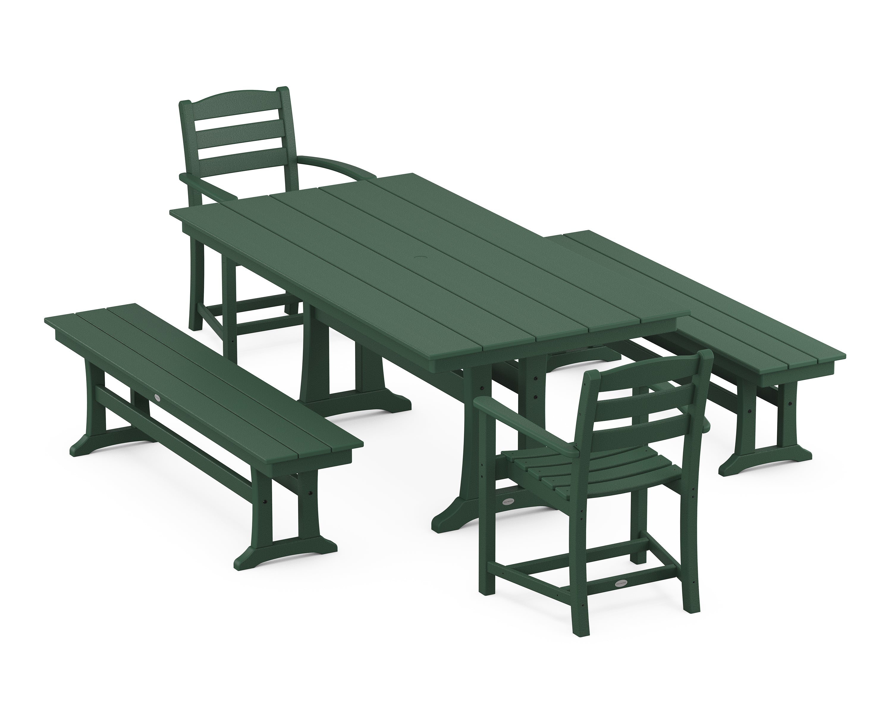 POLYWOOD® La Casa Cafe 5-Piece Farmhouse Dining Set With Trestle Legs in Green