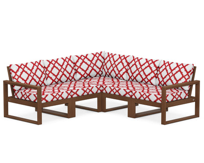 POLYWOOD® EDGE 5-Piece Modular Deep Seating Set in Teak / Trellis Crimson