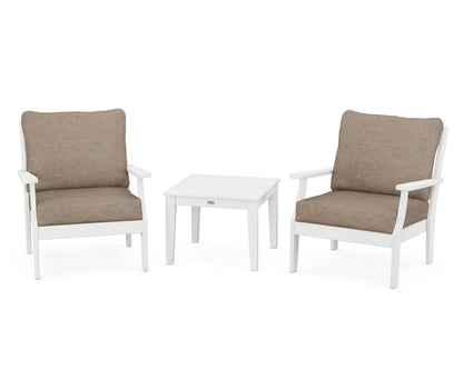 POLYWOOD® Braxton 3-Piece Deep Seating Set in White / Spiced Burlap