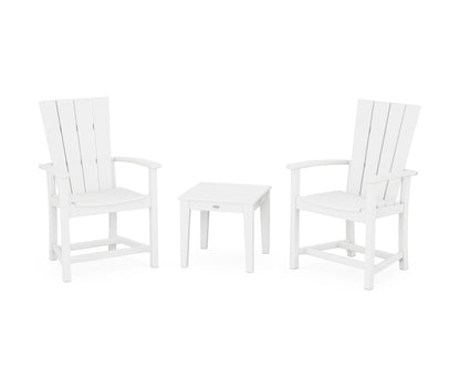 POLYWOOD® Quattro 3-Piece Upright Adirondack Chair Set in White
