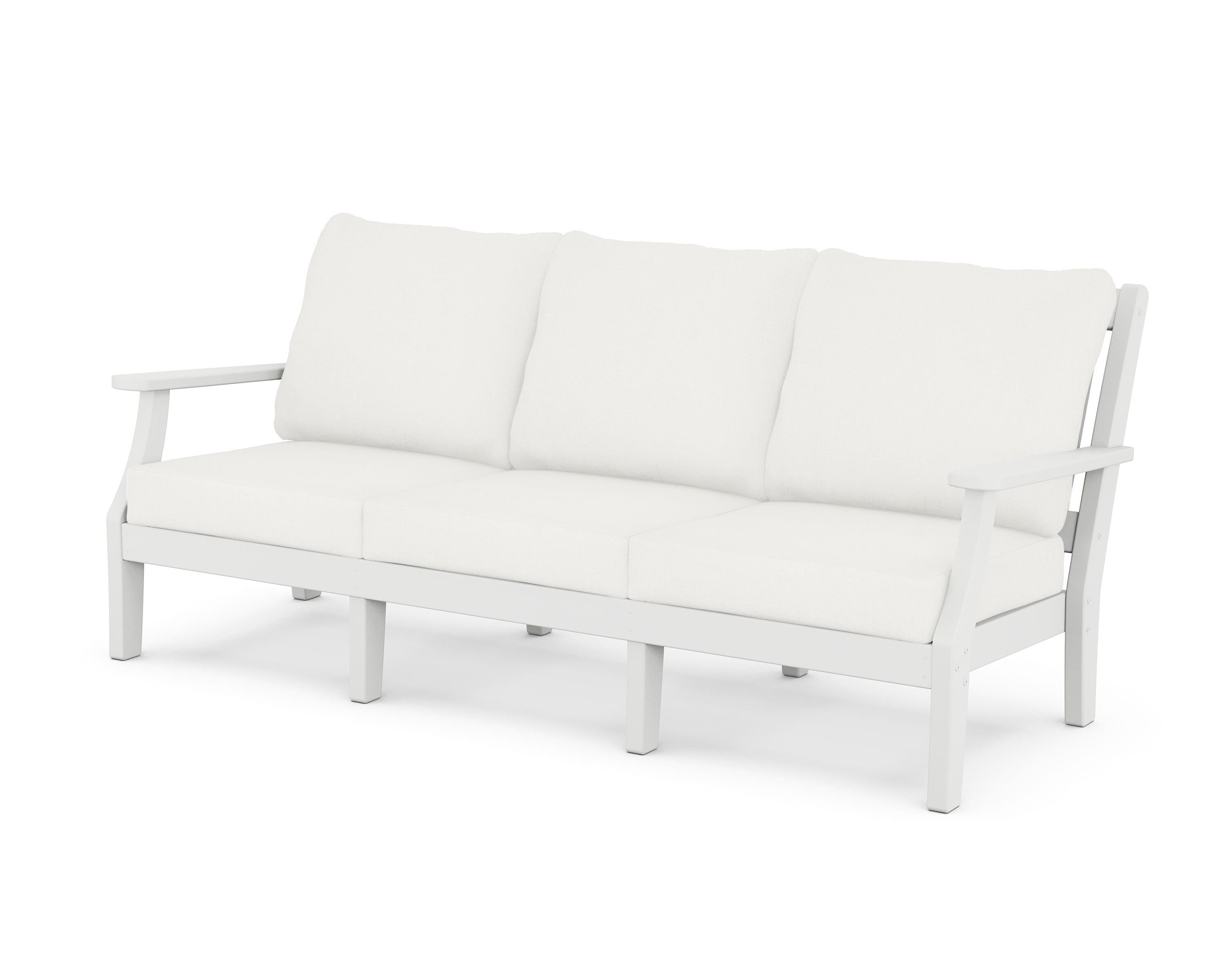 Martha Stewart by POLYWOOD® Chinoiserie Deep Seating Sofa in White / Natural Linen