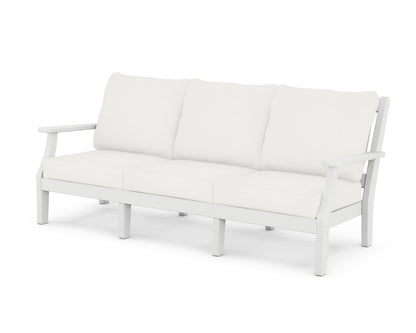 Martha Stewart by POLYWOOD® Chinoiserie Deep Seating Sofa in White / Natural Linen