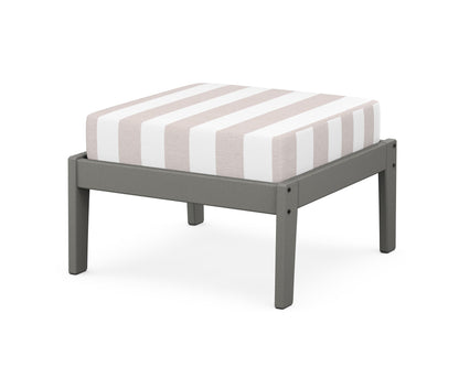 Unbranded Deep Seating Ottoman in Slate Grey / Cabana Stripe Dune Burlap