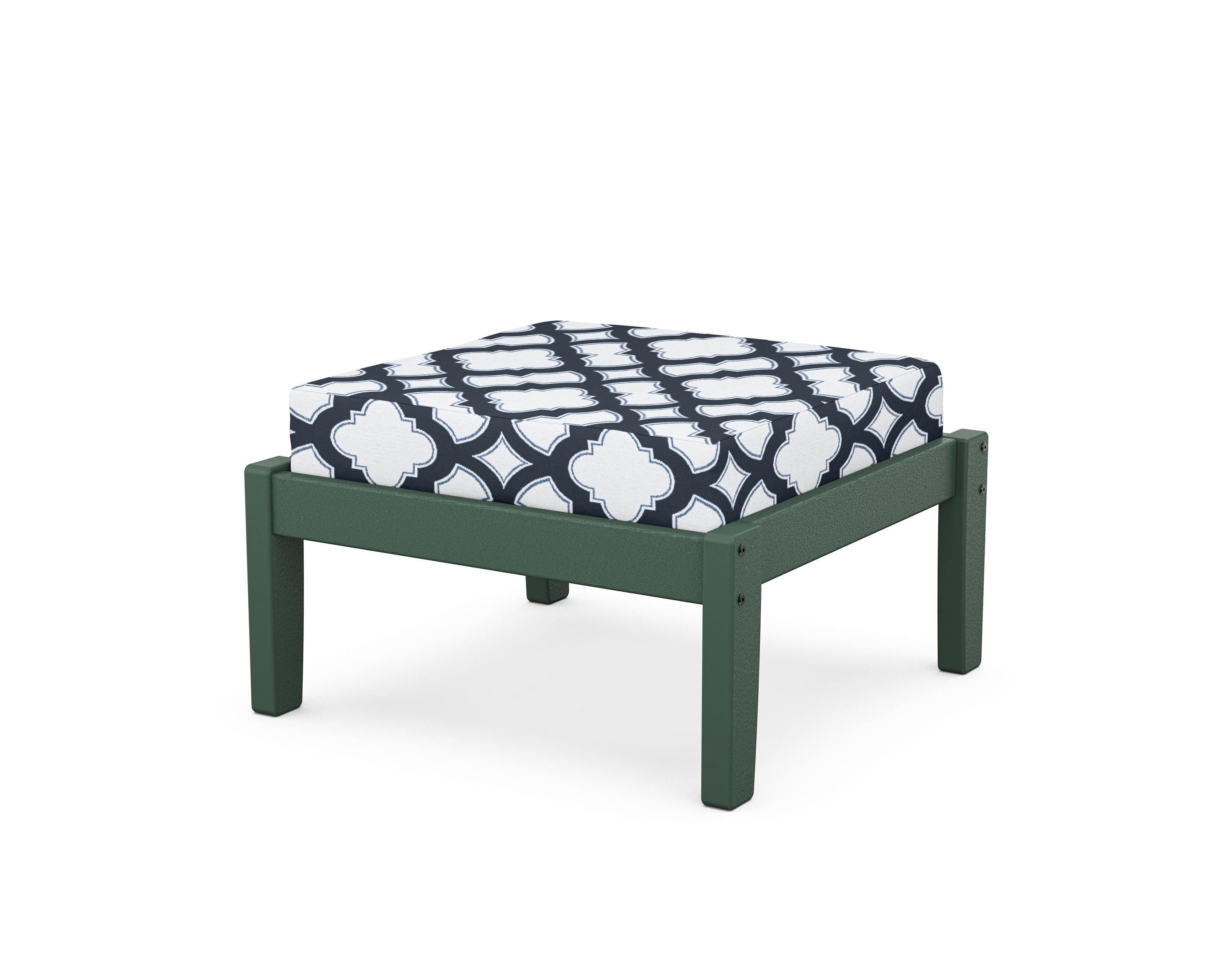 Unbranded Deep Seating Ottoman in Green / Trellis Marine Indigo
