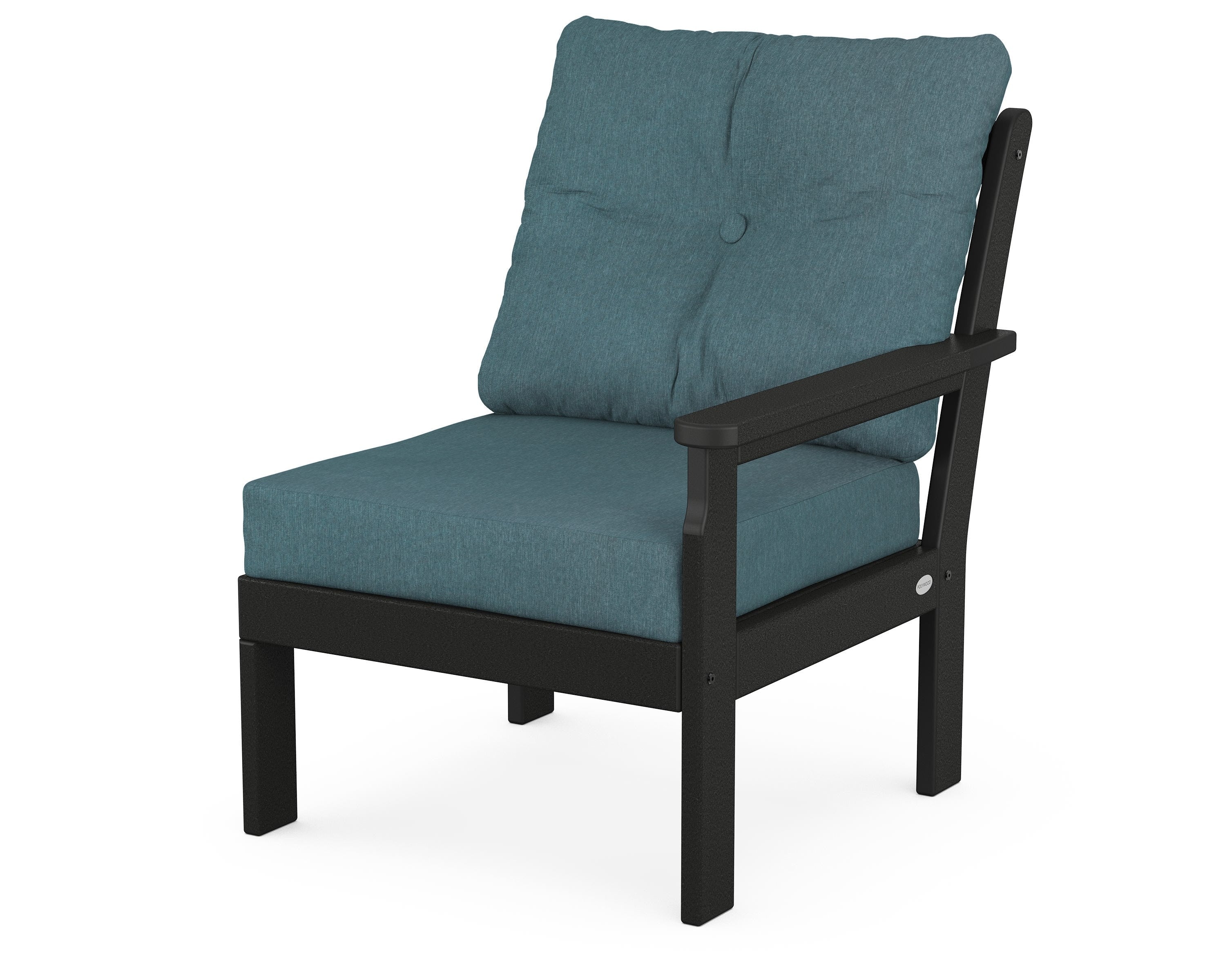 POLYWOOD® Vineyard Modular Right Arm Chair in Black / Ocean Teal