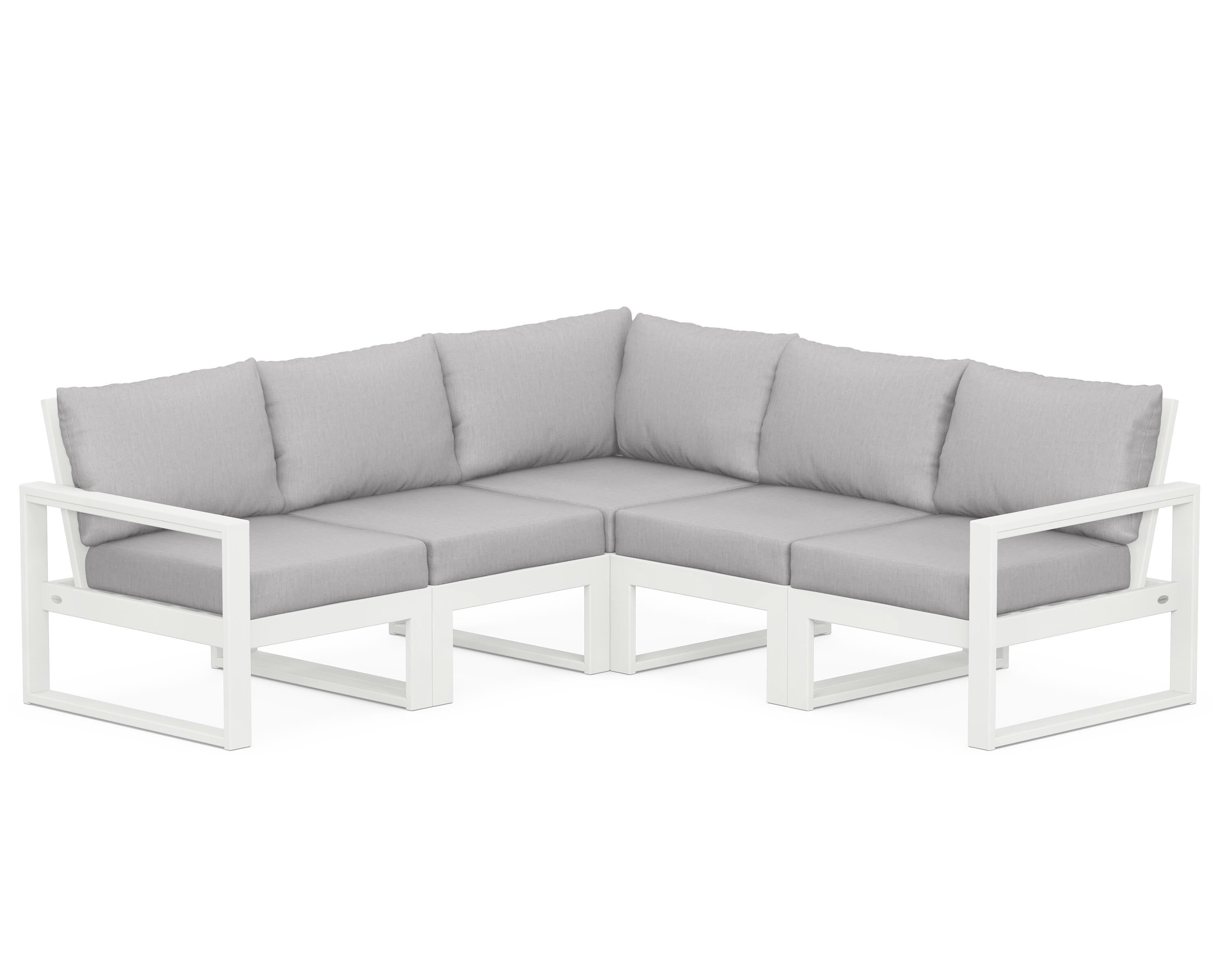 POLYWOOD® EDGE 5-Piece Modular Deep Seating Set in Vintage White / Granite