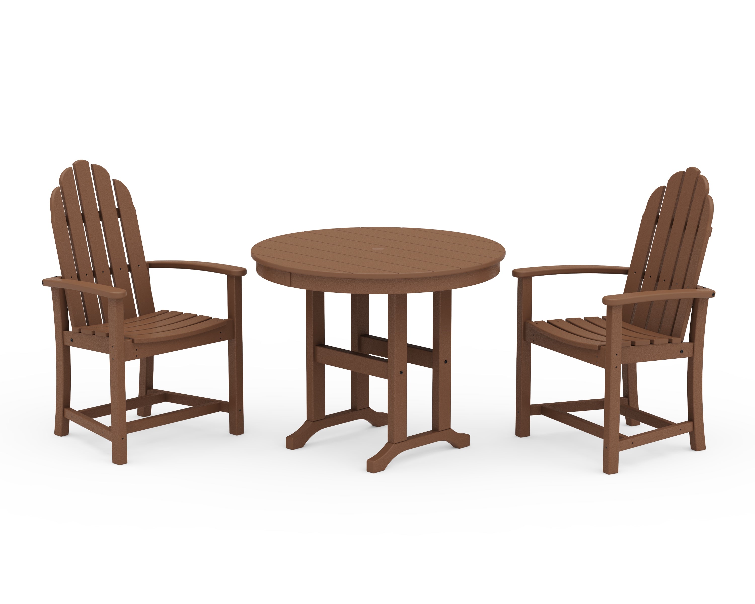 POLYWOOD® Classic Adirondack 3-Piece Round Dining Set in Teak