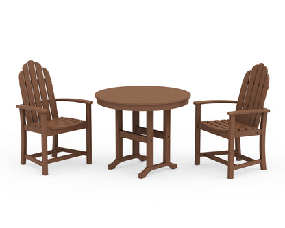 POLYWOOD® Classic Adirondack 3-Piece Round Dining Set in Teak