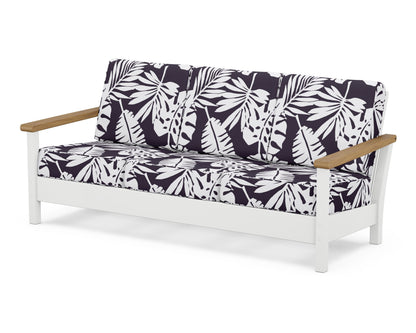 POLYWOOD® Harbour Deep Seating Sofa in White / Natural / Leaf Navy