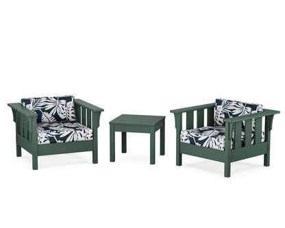 Martha Stewart by POLYWOOD® Acadia 3-Piece Deep Seating Set in Green / Leaf Marine Indigo