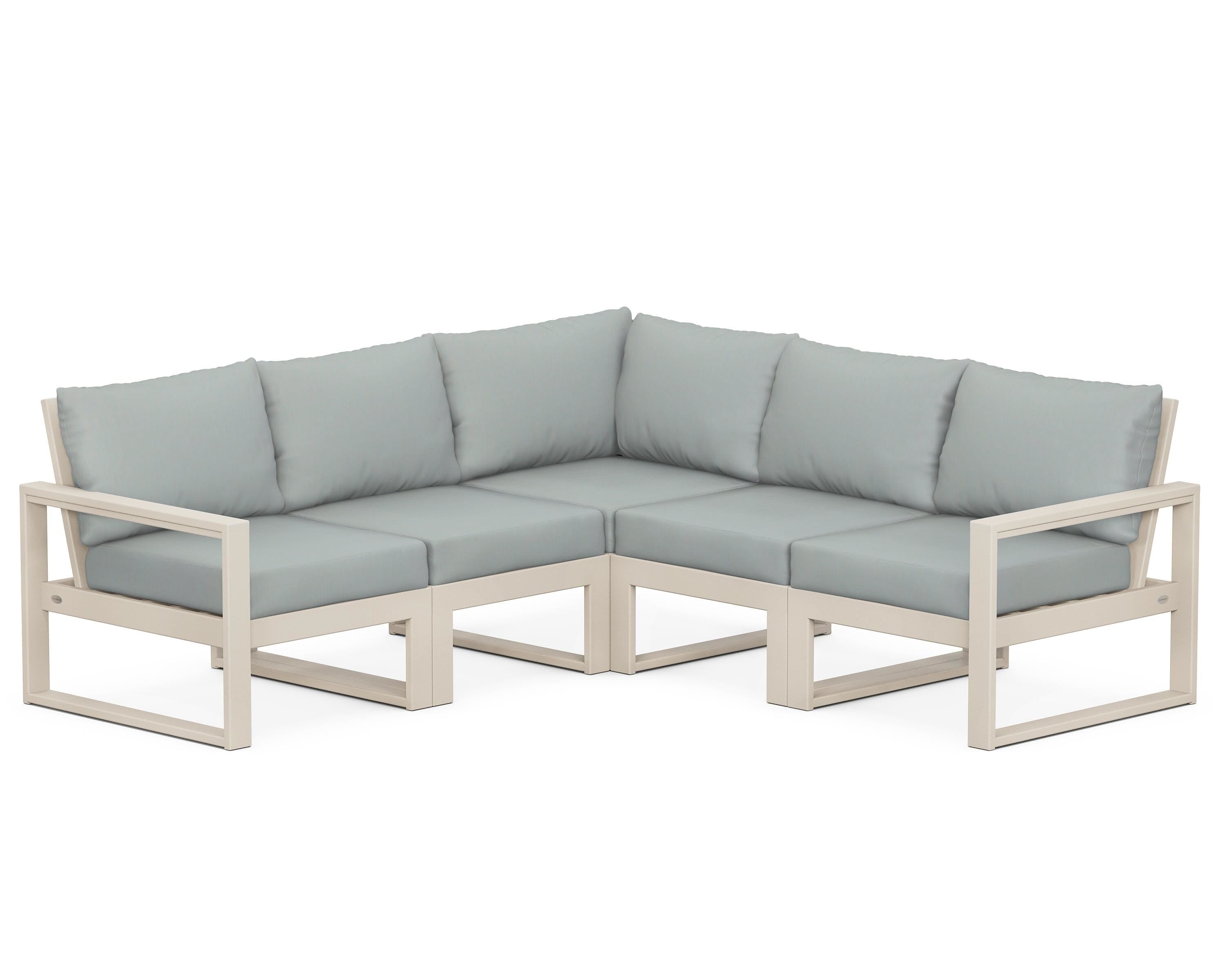 POLYWOOD® EDGE 5-Piece Modular Deep Seating Set in Sand / Spa