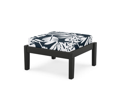 Unbranded Deep Seating Ottoman in Black / Leaf Marine Indigo