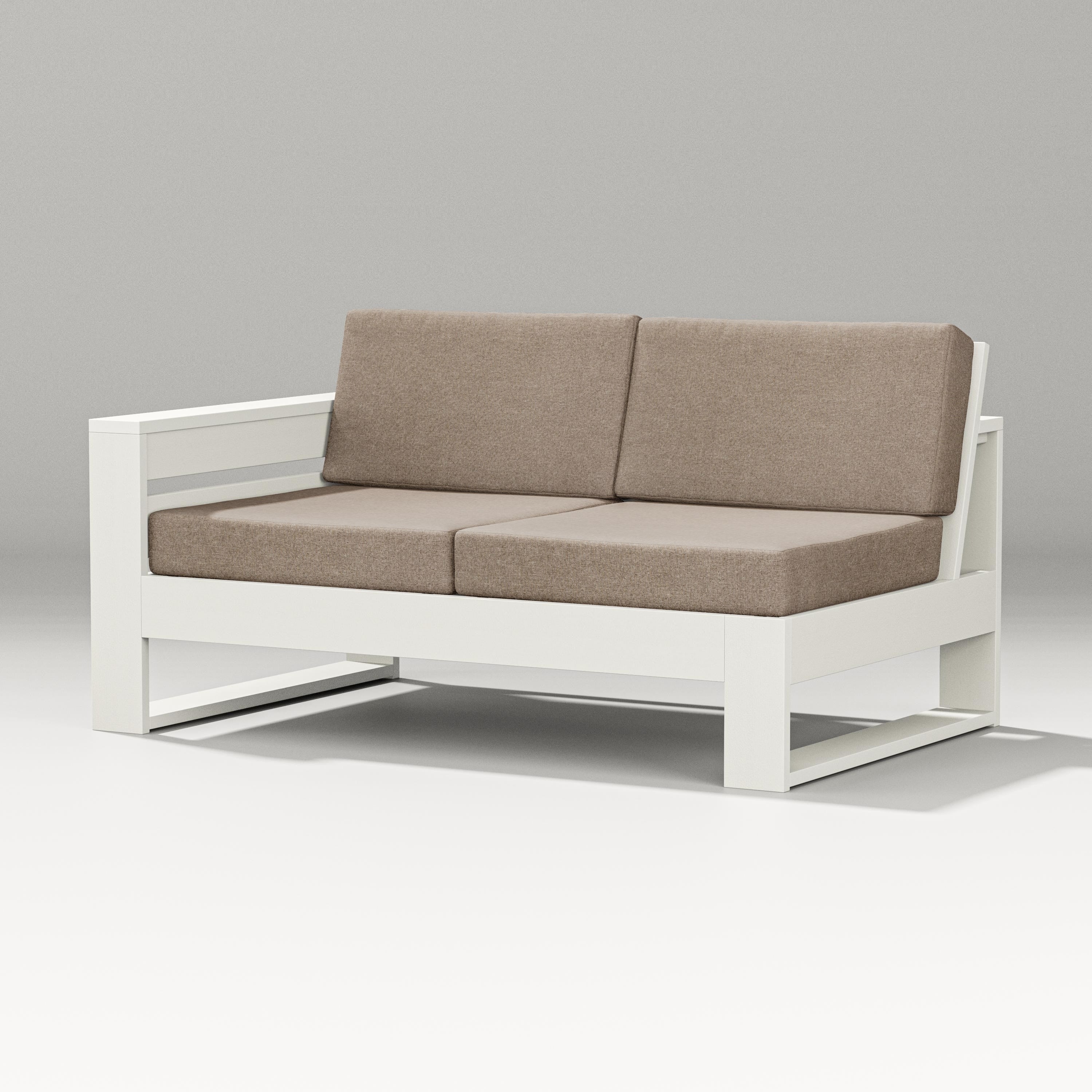 PW Designer Series Latitude Modular Left Arm Loveseat in Vintage White / Spiced Burlap