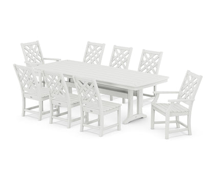 Country Living Wovendale 9-Piece Dining Set with Trestle Legs in White