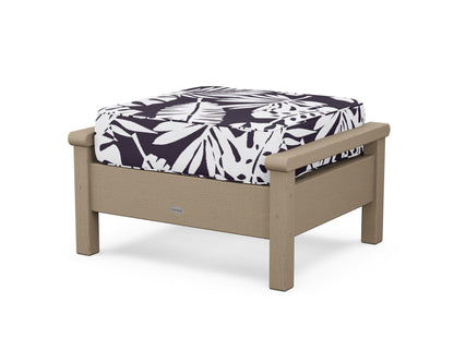 POLYWOOD® Harbour Deep Seating Ottoman in Vintage Sahara / Leaf Navy