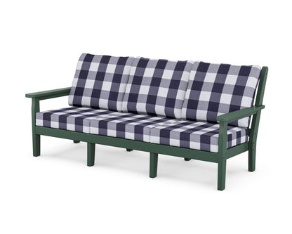POLYWOOD® Chippendale Deep Seating Sofa in Green / Buffalo Plaid Navy