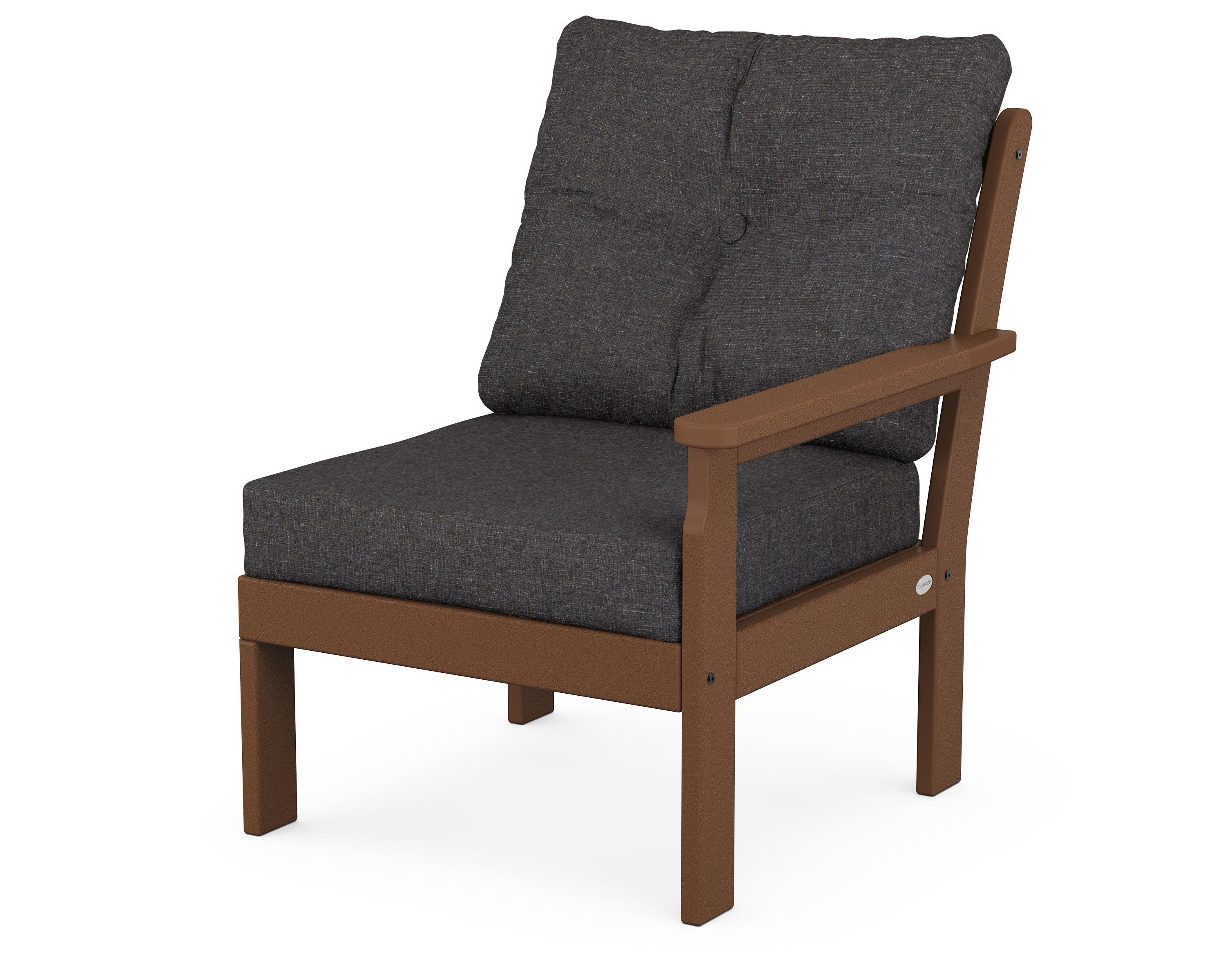 POLYWOOD® Vineyard Modular Right Arm Chair in Teak / Ash Charcoal