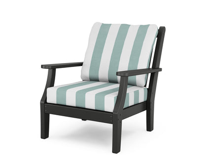 Country Living Wovendale Deep Seating Chair in Black / Cabana Stripe Glacier Spa