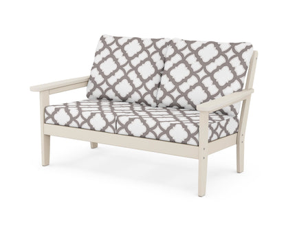 Country Living Cottage Deep Seating Loveseat in Sand / Trellis Grey Mist