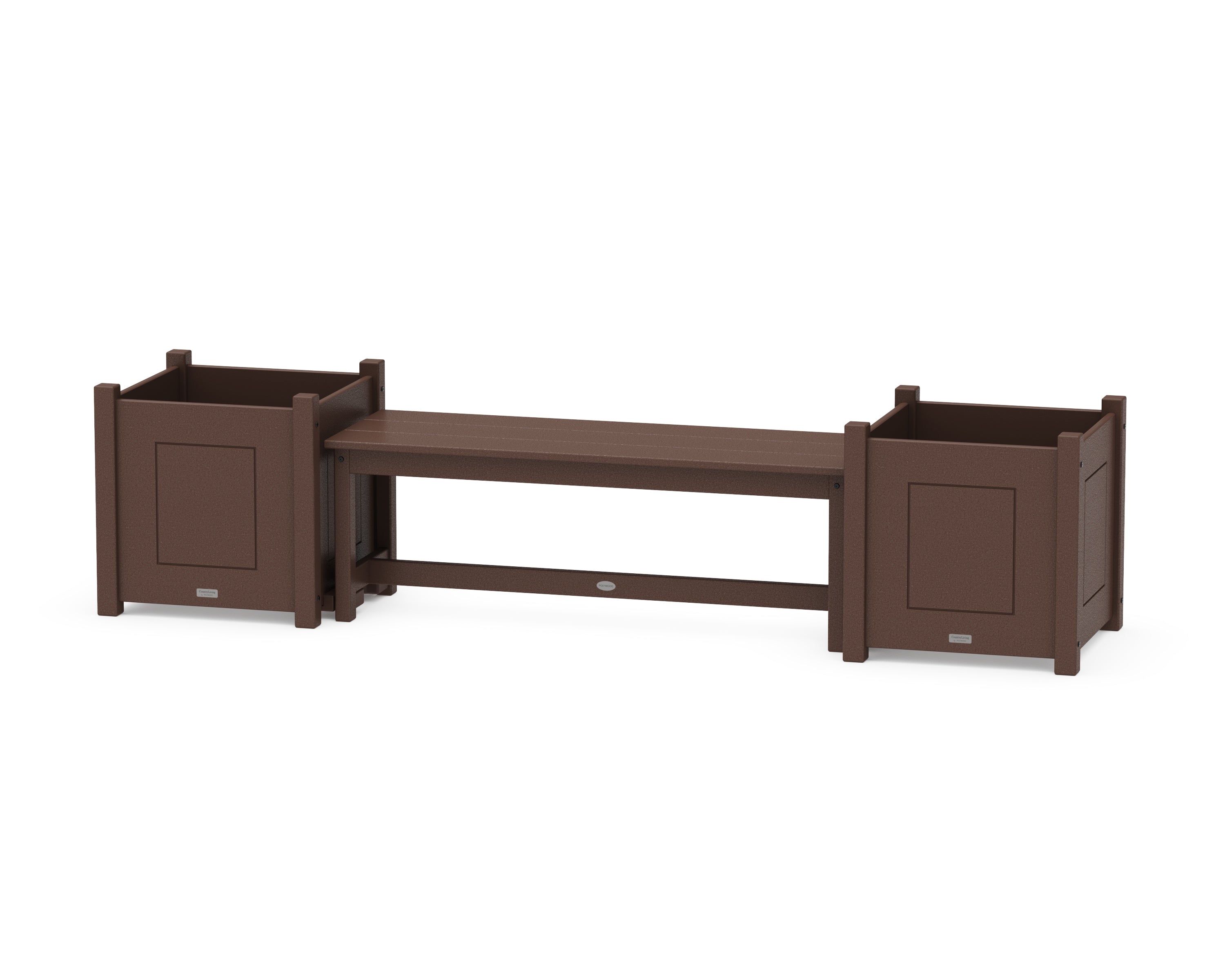 POLYWOOD® 48" Country Living Straight Planter Bench Set - Large in Mahogany