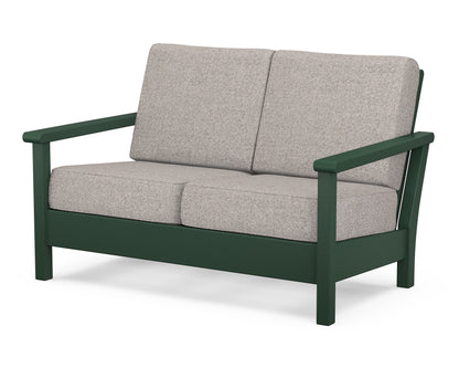 POLYWOOD® Harbour Deep Seating Loveseat in Green / Weathered Tweed