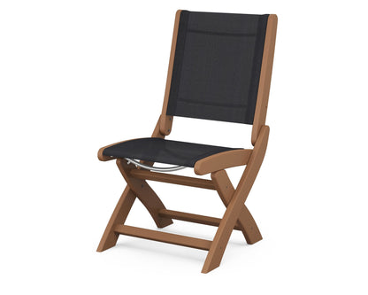 POLYWOOD® Coastal Folding Side Chair in Teak / Black Sling