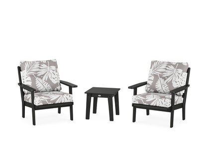 POLYWOOD® Prairie 3-Piece Deep Seating Set in Black / Leaf Grey Mist