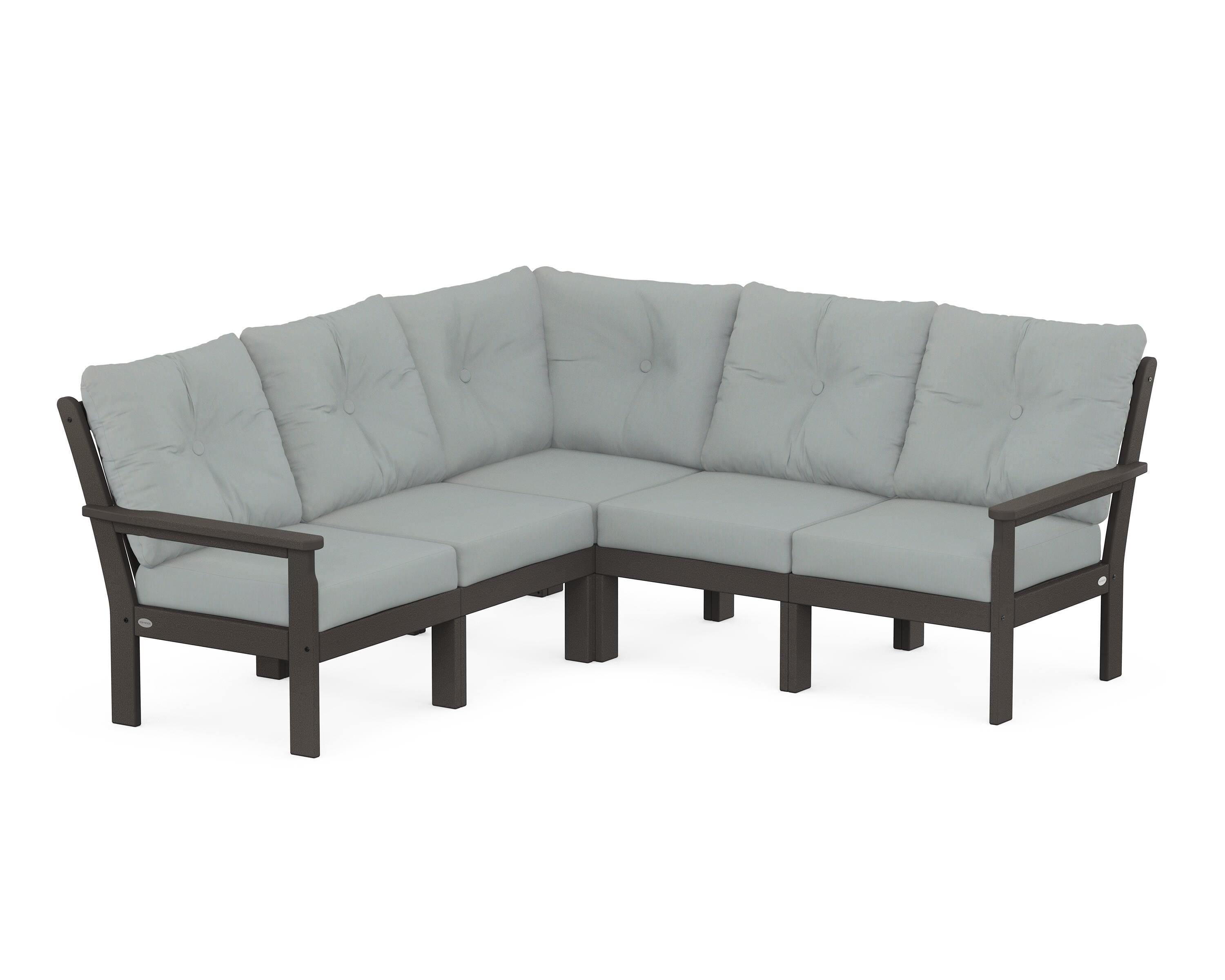 POLYWOOD® Vineyard 5-Piece Sectional in Vintage Coffee / Spa