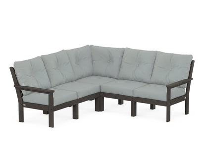POLYWOOD® Vineyard 5-Piece Sectional in Vintage Coffee / Spa