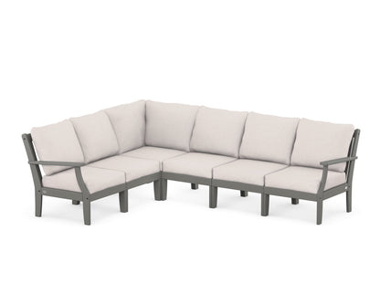 POLYWOOD® Braxton Modular 6-Piece Deep Seating Set in Slate Grey / Dune Burlap
