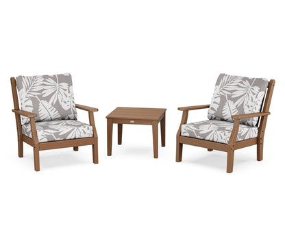 Country Living Wovendale 3-Piece Deep Seating Set in Teak / Leaf Grey Mist