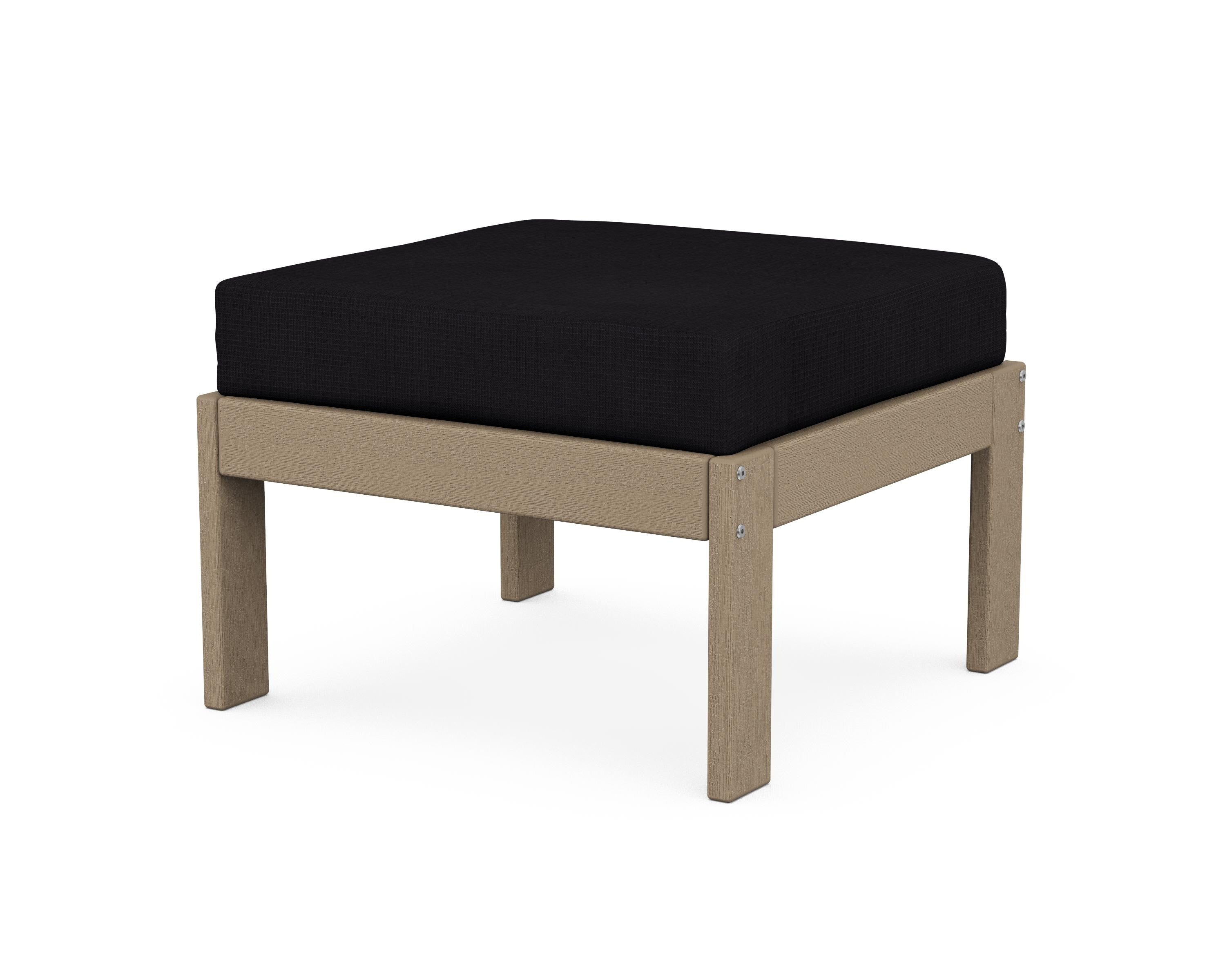 POLYWOOD® Vineyard Modular Ottoman in Vintage Sahara / Midnight Linen