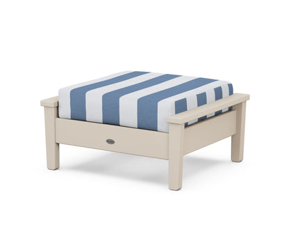 POLYWOOD® Prescott Deep Seating Ottoman in Sand / Cabana Stripe Sky Blue