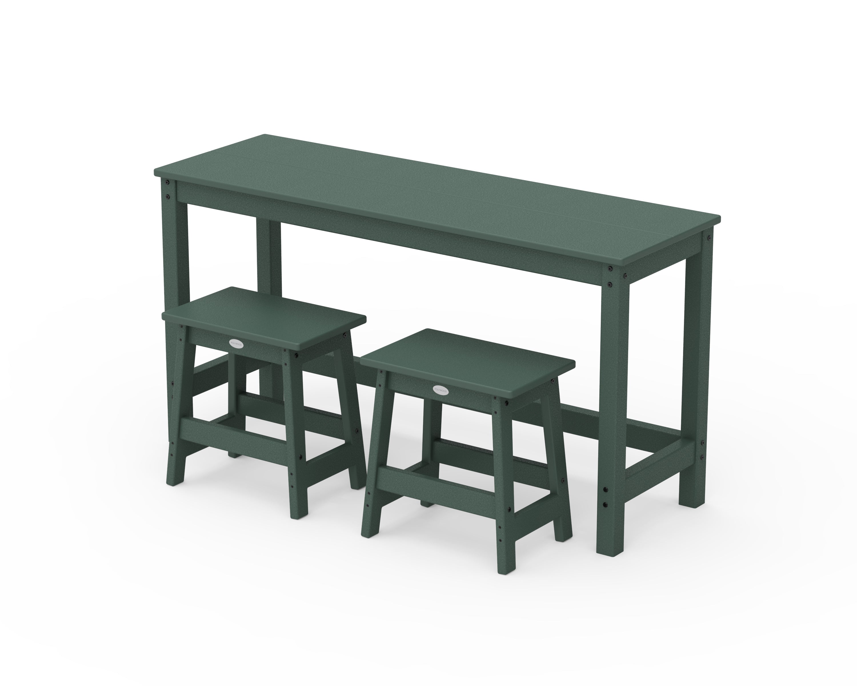POLYWOOD® Modern Studio Stool 3-Piece Balcony Set in Green