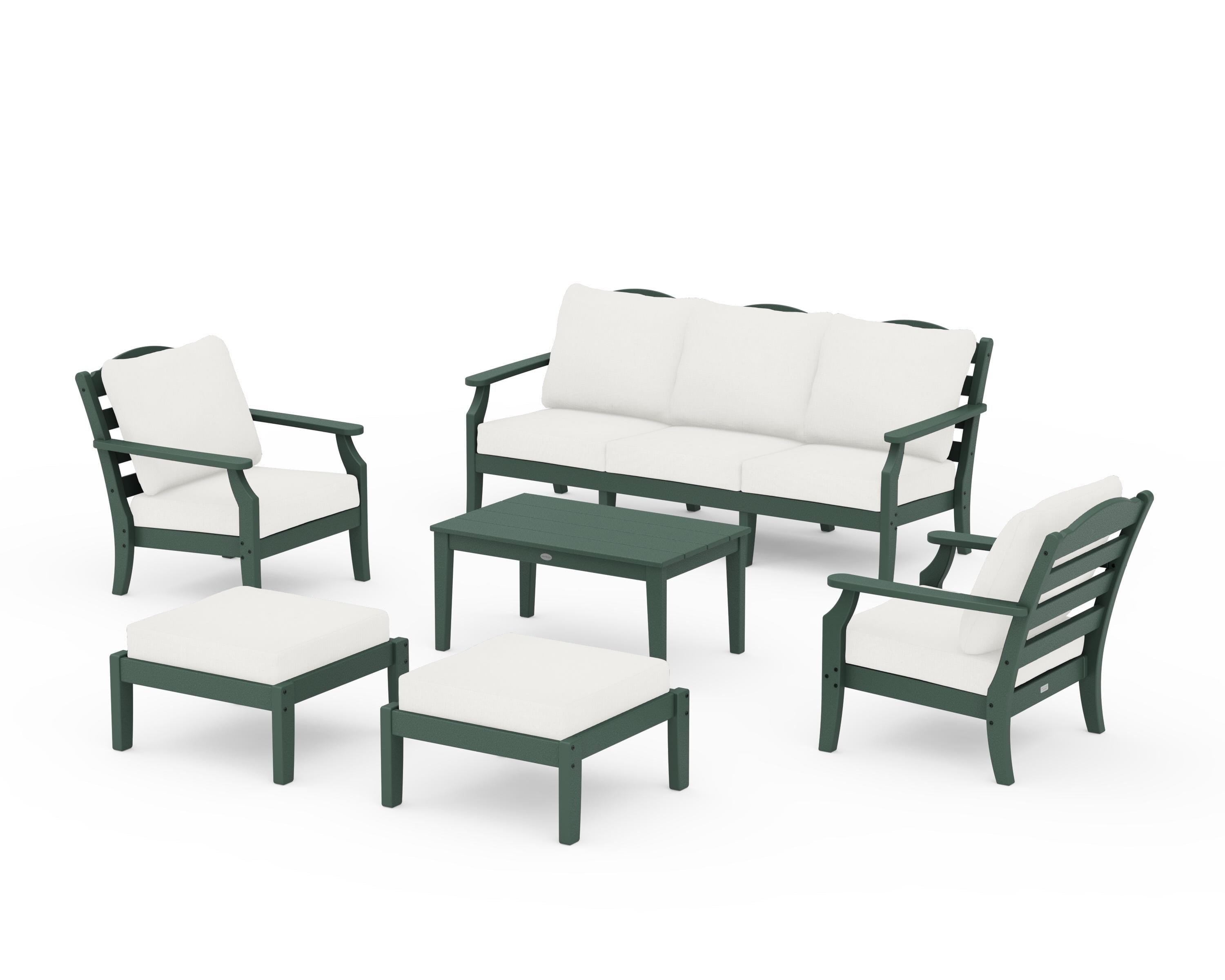 Draper James™ by  POLYWOOD® Savannah 6-Piece Lounge Sofa Set in Green / Natural Linen