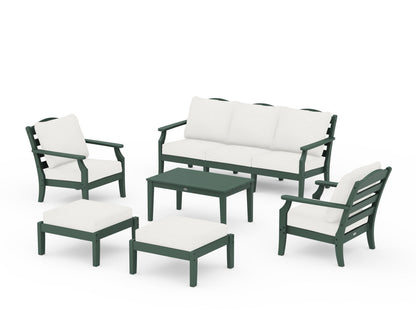 Draper James™ by  POLYWOOD® Savannah 6-Piece Lounge Sofa Set in Green / Natural Linen