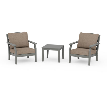 Draper James™ by  POLYWOOD® Savannah 3-Piece Deep Seating Set in Slate Grey / Spiced Burlap