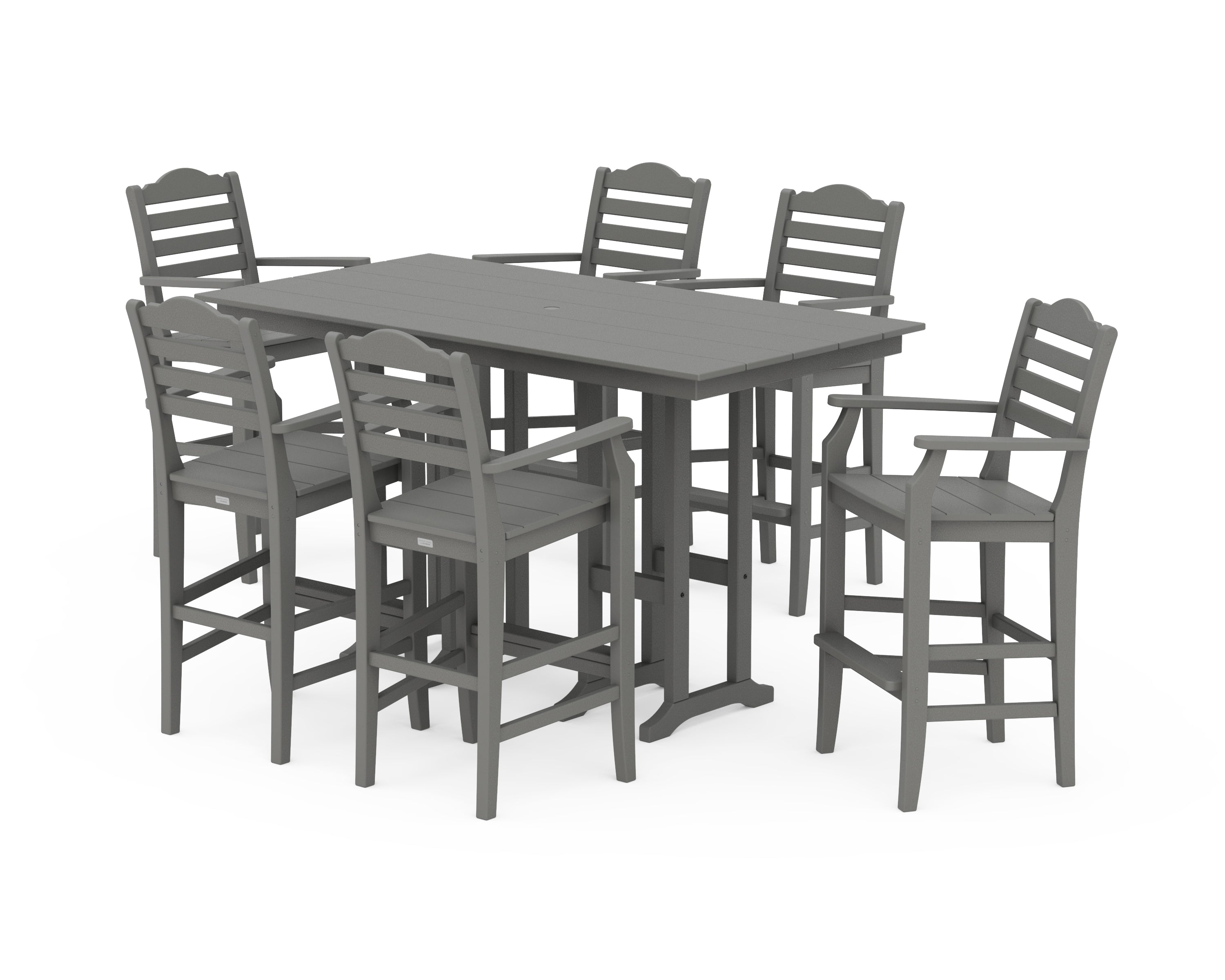Draper James™ by  POLYWOOD® Savannah Arm Chair 7-Piece Farmhouse Bar Set in Slate Grey
