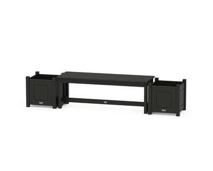 POLYWOOD® 48" Country Living Straight Planter Bench Set in Black