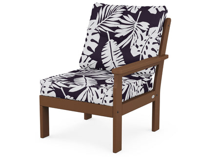 POLYWOOD® Vineyard Modular Right Arm Chair in Teak / Leaf Navy