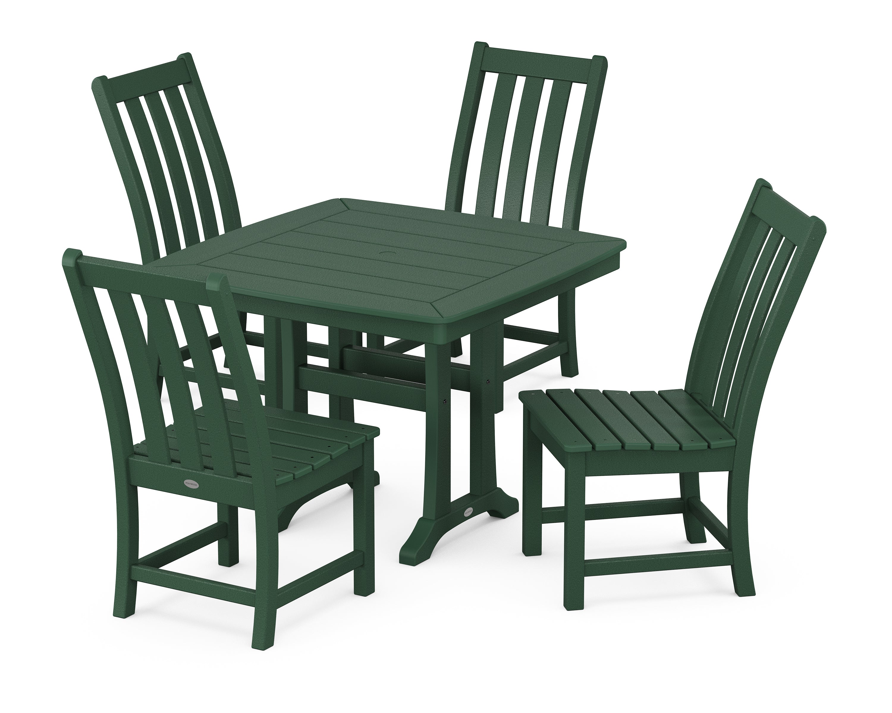 POLYWOOD® Vineyard Side Chair 5-Piece Dining Set with Trestle Legs in Green