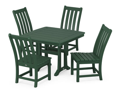 POLYWOOD® Vineyard Side Chair 5-Piece Dining Set with Trestle Legs in Green